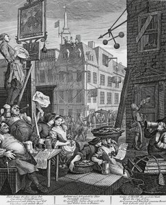 Beer Street, London, gravering af William Hogarth (1697-1764), Storbritannien af William Hogarth