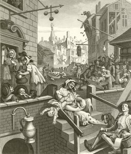 Beer Street og Gin Lane af William Hogarth