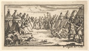 Breaking the Legs John Beaver, Roman Military Punishments, 1725, efter 1725. af William Hogarth