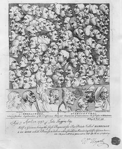Karakterer og karikaturer, udgivet i april 1743 af William Hogarth