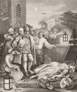 Grusomhed i perfektion. Fra: Grusomhedens fire stadier / Grusomhedens fire stadier. 1751 af William Hogarth