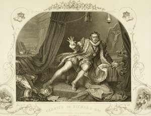 David Garrick (1717-79) som Richard III, Act V Scene 3, i skuespillet af William Shakespeare (1564-1616) indgraveret af Portbury af William Hogarth