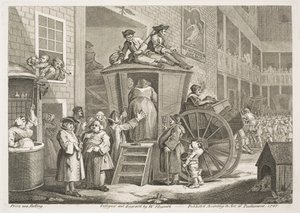 Postvognen eller gårdspladsen ved kroen på landet af William Hogarth