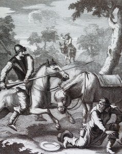 Don Quixote griber frisørens bason for Mambrinos hjelm
