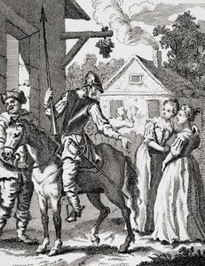 Don Quixote og Sancho Panza på en kro, udgivet 1798 af William Hogarth
