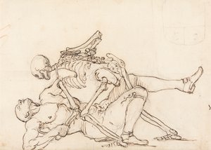 George Taylors epitafium: Døden giver George Taylor en korsbalde af William Hogarth