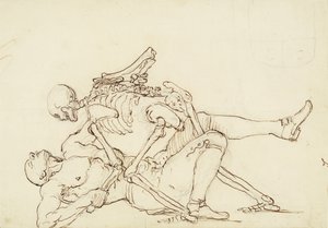 George Taylors Epitafium, ca. 1750 (pen og blæk over grafit på papir) af William Hogarth