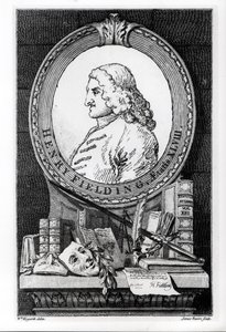 Henry Fielding (1707-54) i en alder af 48, graveret af James Basire af William Hogarth