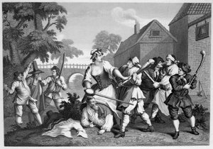Hudibras Ridderen underkaster sig Trulla af William Hogarth