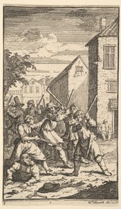 Hudibras besejret af Trulla Sytten små illustrationer for Samuel Butlers Hudibr..., 1721-26. af William Hogarth