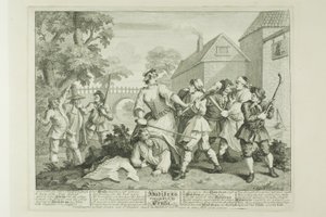 Hudibras besejret af Trulla, plade fem fra Hudibras af William Hogarth