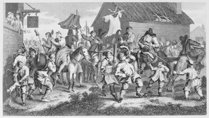 Hudibras støder på Skimmington af William Hogarth