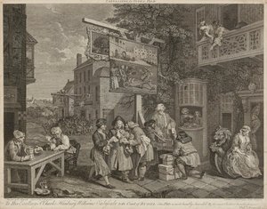 Humors of An Election (Sæt med fire) (gravering) af William Hogarth