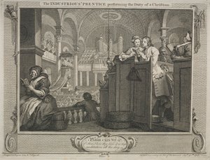 Industri og lediggang: Den flittige Prentice, der udfører en kristens pligt, 1747. af William Hogarth