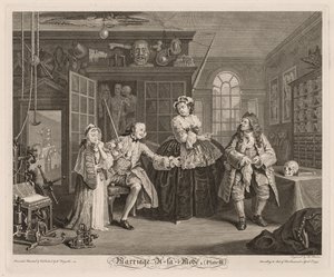 Ægteskab à la Mode: Scenen med kvaksalveren af William Hogarth