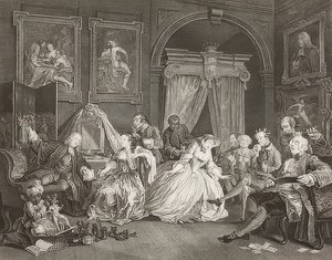 Ægteskab à la Mode / Ægteskab efter moden. Ark 4: Toiletten / Grevindens håndtag. 1745 (se også billede nr. 2221) af William Hogarth