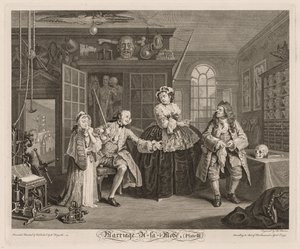 Ægteskab à la Mode: Scenen med kvaksalveren af William Hogarth