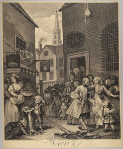 Middag, plade 2 fra serien »Dagens fire tidspunkter« af William Hogarth