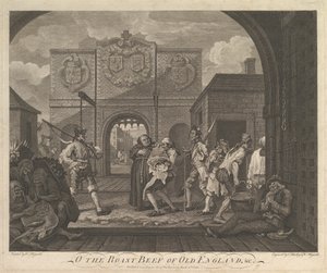 O Roast Beef of Old England-The Gate of Caiais, 6. marts 1749. af William Hogarth