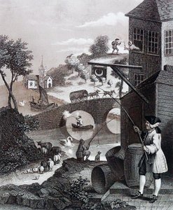 Satire over falsk perspektiv af William Hogarth