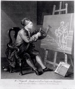 Selvportræt af den komiske muse, graveret af kunstneren, pub. 1758 af William Hogarth