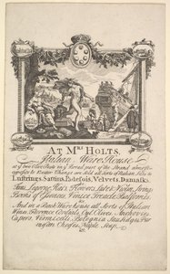 Butikskort til fru Holts italienske pakhus, 1720-72. af William Hogarth