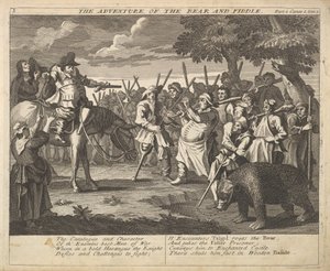 The Adventure of the Bear and the Fiddle Plate 3: Illustrationer til Samuel Butlers..., 1725-30. af William Hogarth