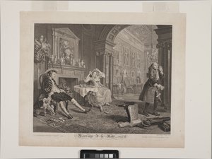 The Breakfast Scene: Marriage À La Mode, Plade 2 (etting og gravering) af William Hogarth