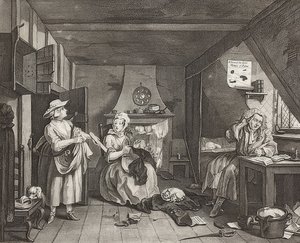 Den nødstedte Digter. 1736/40 af William Hogarth