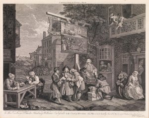 Valget, planche 2: «Stemmekampagne» af William Hogarth
