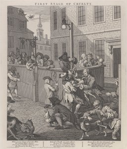 Den første fase af grusomhed: Børn, der torturerer dyr af William Hogarth
