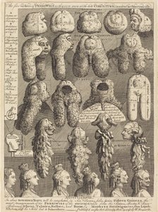 De fem ordener af Perriwigs, som de blev båret ved den sene kroning, målt arkitektonisk af William Hogarth