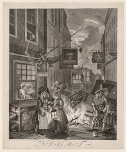 De fire gange på dagen: Nat af William Hogarth