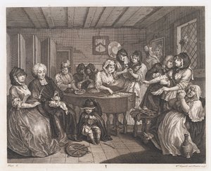Skøgens begravelse, designet 1732, trykt 1744 (ætsning og gravering) af William Hogarth