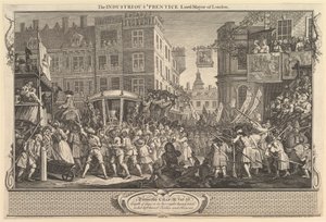 The Industrious Prentice Lord Mayor of London: Industry and Idleness, plate..., 30. september 1747. af William Hogarth