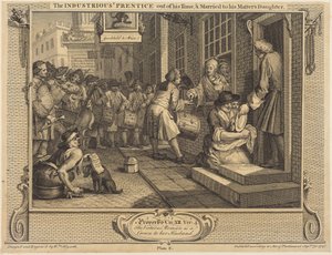 Den flittige lærling er udlært og gift med sin mesters datter af William Hogarth