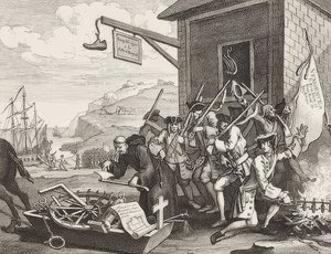 Invasionen, Plade 1: Frankrig / Die Invasion, Blatt 1: Frankrig. 1756 af William Hogarth