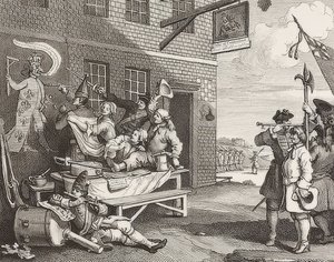 Invasionen, Plade 2: England / Die Invasion, Blatt 2: England. 1756 af William Hogarth