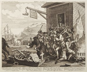 Invasionen, planche 1: Frankrig af William Hogarth