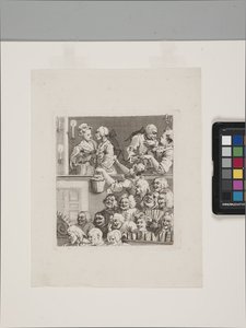 Det grinende publikum (ætsning og gravering) af William Hogarth