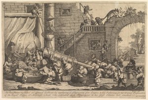 Straffen påført Lemuel Gulliver, december 1726. af William Hogarth