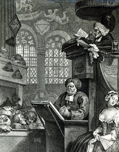 Den sovende menighed, 1736 af William Hogarth