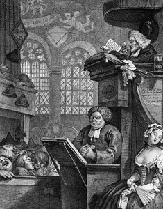 Den sovende menighed, 1736 af William Hogarth