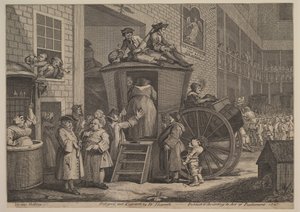 The Stage Coach, eller The Country Inn Yard, 1747. af William Hogarth