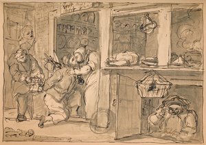 Ubrugt tegning til industri og lediggang, 1747. af William Hogarth