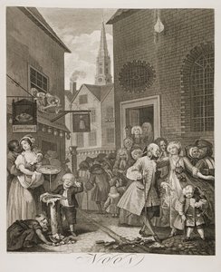 en: Fire tidspunkter på dagen: Middag af William Hogarth