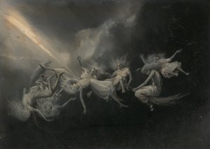 Lynet slog ned i en flok hekse, midten af slutningen af det 19. århundrede.