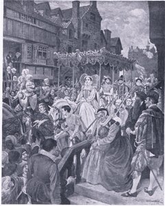 Queen Marys statsindtog i Edinburgh 1561, fra Cassells History of the British People udgivet af Waverley Book Company, ca. 1950