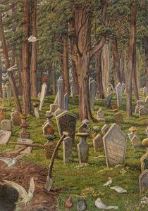 Den sovende by: Kirkegården i Pera, Konstantinopel, 1856 - 1888 (akvarel på papir) af William Holman Hunt