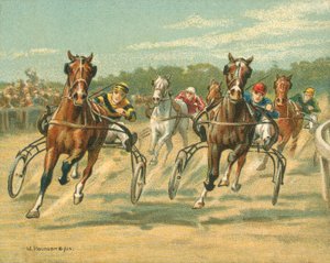Historiske og moderne løb, trav- og tempoløb (chromolitho)